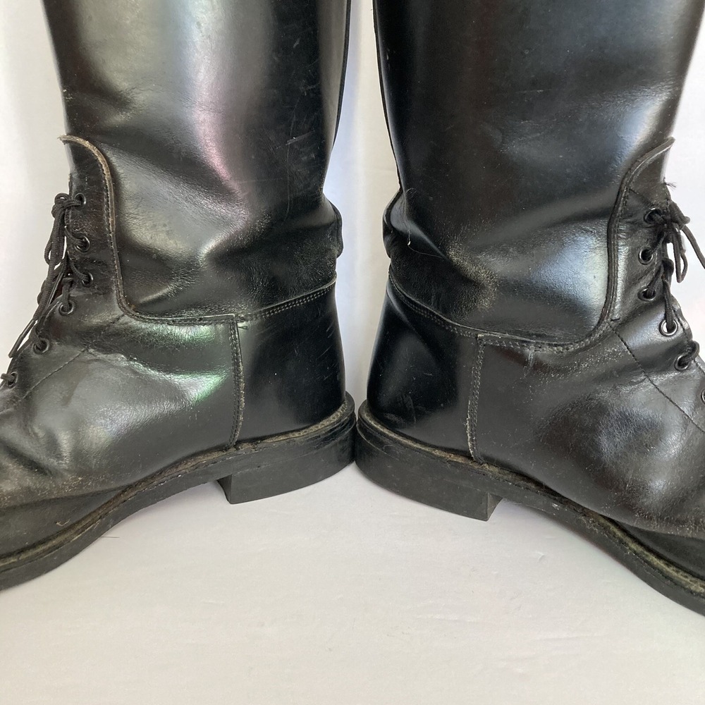 Vtg Service Riding Apparel Black Leather Boots 9.5 E Wide Yonkers NY Made in USA - Picture 8 of 16